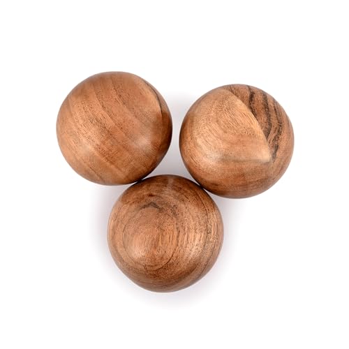 NIRMAN Decorative Acacia Wood Round Balls Set of 3 for Christmas Decorative Bowls Table Centerpiece | Coffee Table and Hou...