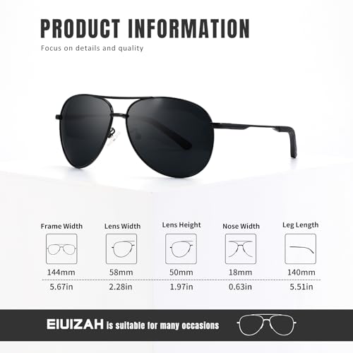 Eiuizah Polarized Aviator Sunglasses for Men Women- Classic Sun Glasses for Driving Fishing with UV Protection