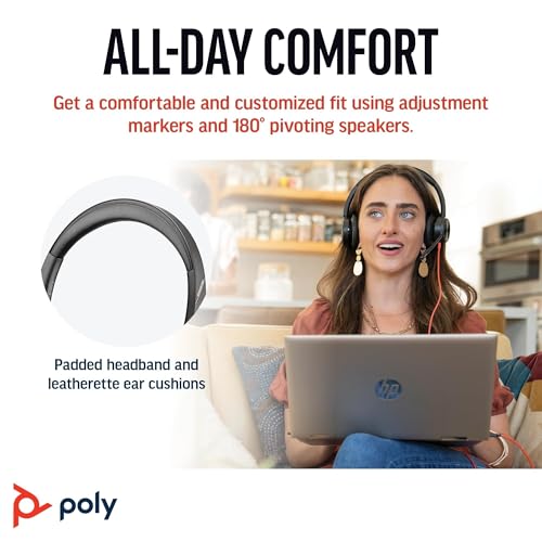 Poly Blackwire 8225 Premium Wired Headset (Plantronics) – Active Noise Canceling – Hi-fi Stereo - Connect to PC/Mac - Work...