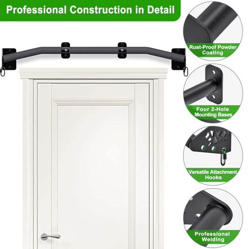 SELEWARE Heavy Duty Wall Mount Pull Up Bar for Doorway, Joist/Beam Mount Chin Up Bar with Resistance Band Hooks, Sturdy St...