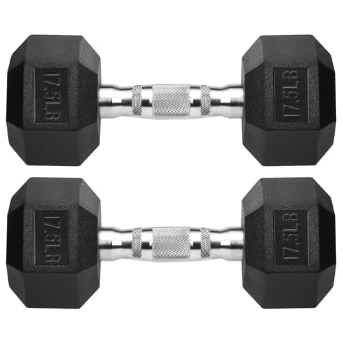Hex Dumbbells Rubber Coated Cast Iron Hex Black Dumbbell Free Weights for Exercises