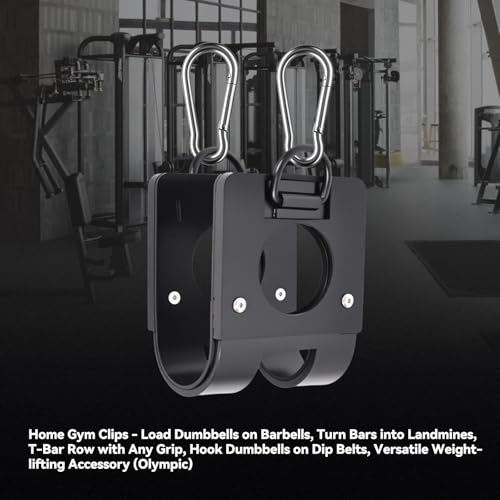 BROQIXIN Home Gym Clips : Load Dumbbells on Barbells, Turn Bars into Landmines, T-Bar Row with Any Grip, Hook Dumbbells on...