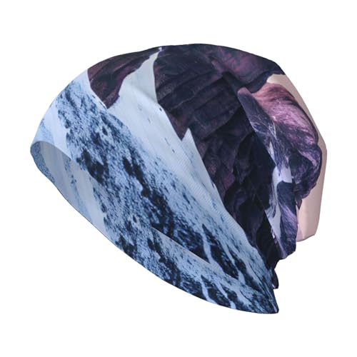 YANYU Travel Mountain Print Soft Beanie Hat for Men Women Warm Fashion Cap for Jogging Cycling Gift Outdoor Use Black