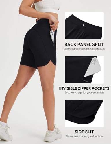 baleaf Women's 7" Athletic Running Long Shorts UPF 50+ Quick Dry Workout Hiking Crossover High Waisted Zipper Pocket