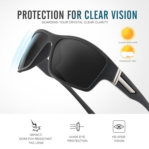 DEMIKOS 3 Pack Polarized Running Sunglasses Men:Wrap Around Sports Sun Glasses for Womens Sunglasses for Fishing