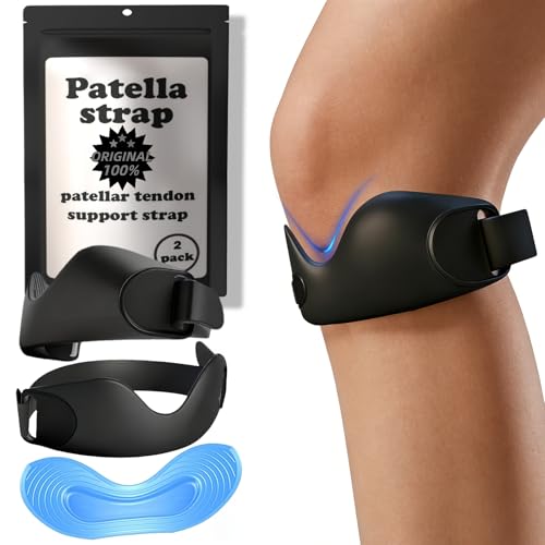 Patellar tendon support strap 2 pack - Silicone Patella strap, Patella band for knee pain Adjustable Non-Slip Stabilizer K...