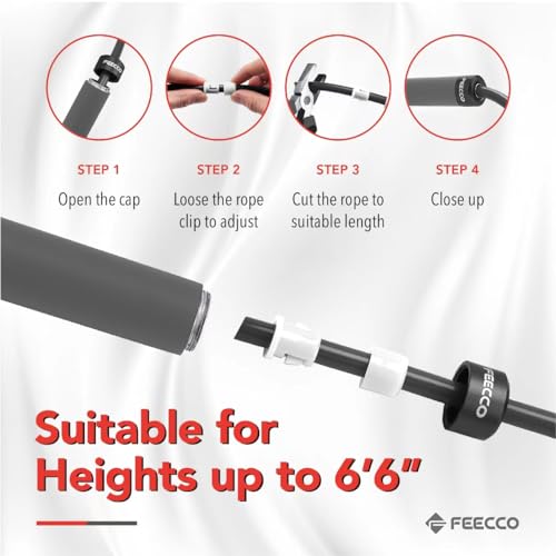 FEECCO Weighted Jump Rope - Heavy PVC Ropes with Metal Handles and Ball Bearings