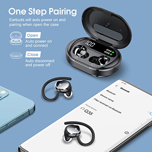Wireless Earbuds, 2023 New Ultralight Sport Bluetooth 5.3 Headphones In Ear with LED Display, Built-in Mic Earphones, IPX7...