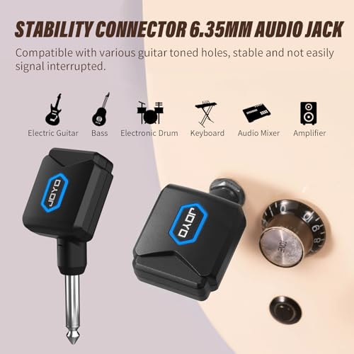 JOYO Wireless Guitar System 5.8GHz Wireless Guitar Transmitter Receiver with Charging Box 4 Signal Channel for Guitar Bass...