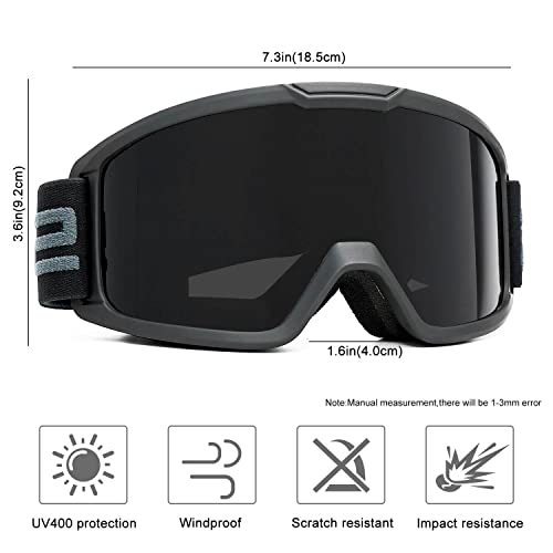 SPOSUNE Ski & Snow Goggles - Windproof, Anti-Fog, UV Protection for Men & Women - Dirt Bike, Motorcycle, ATV, Off-Road, OTG