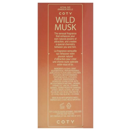 Coty Wild Musk Cologne Spray 44 ml Women's Fragrance in a Musky Floral Scent Great Gift for Cologne or Perfume Lovers (Packaging may vary)