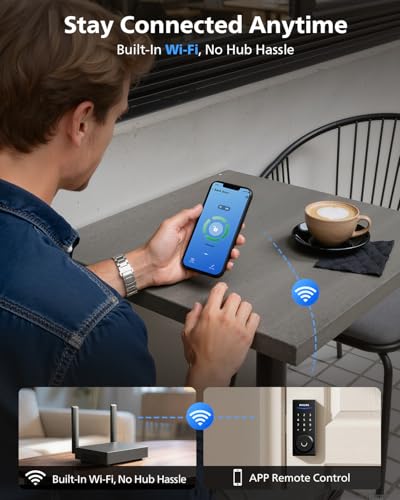 Philips Wi-Fi Smart Lock with Handles, WiFi Keyless Entry Front Door Lock Set, Keypad Deadbolt with Handle App Fingerprint...