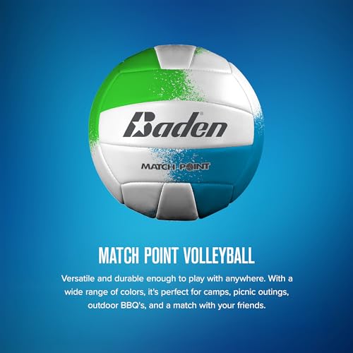 Baden Match Point Cushioned Synthetic LeatherOutdoor Recreation Backyard Volleyball + College Camp Ball All Ages Official ...
