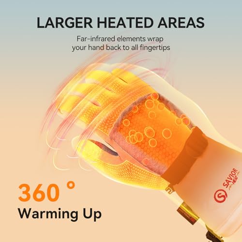 SAVIOR HEAT Heated Ski Gloves 2.0 for Men Women 7.4V 3000mAh Fast Charging Electric Rechargable Batteries 3M Thinsulate Wa...