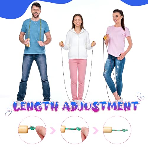 Aoriher Jump Ropes for Kids Adjustable 7 ft Cotton Skipping Ropes with Wooden Handle for Students Fitness Outdoor Exercise...
