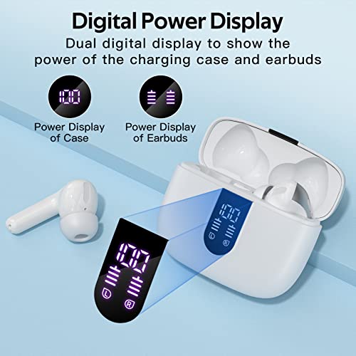 TAGRY Bluetooth Headphones True Wireless Earbuds 60H Playback LED Power Display Earphones with Wireless Charging Case IPX5...