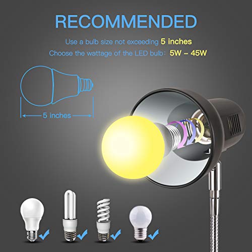 Szmanweisi Clamp Desk Lamp - 360° Flexible Black Metal Clip-On Light For Reading, Home, Bedroom, Piano, And Headboard Use