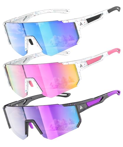 QALLY Kids Sunglasses Youth Baseball Softball Sunglasses for Girls Boys Age 4-14 UV Protection Sports Kids 3 Pack