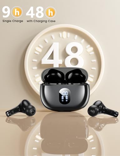 wyness Wireless Earbuds Bluetooth 5.3 Ear Buds, Hi-Fi Stereo Bass Ear Buds with 48H Playtime & LED Display, Lightweight i...
