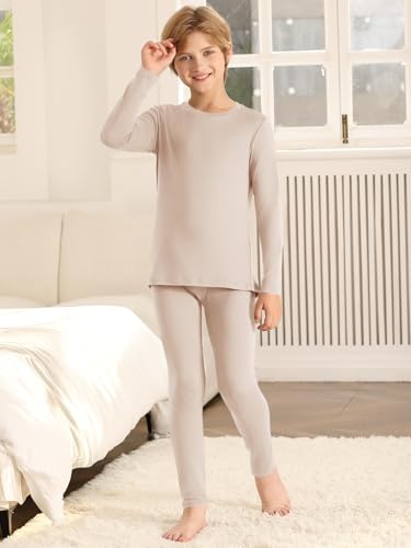 Haloumoning Thermal Underwear for Kids Boys Winter Base Layer Athletic Skiing Long Johns Sets 5-14 Years