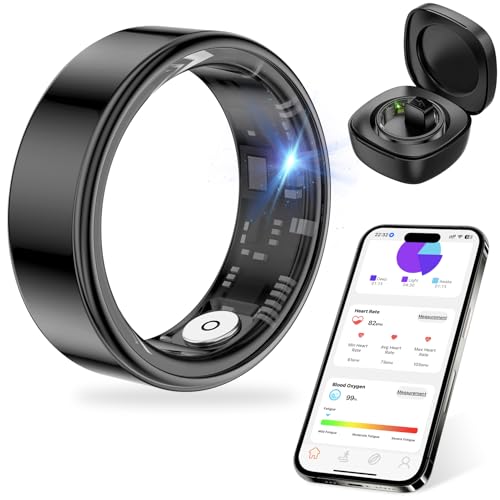 Thin Smart Ring for Fitness & Health Tracking - Heart Rate/Blood Oxygen Monitor, 5ATM Waterproof, Sleep Analysis, Pedomete...