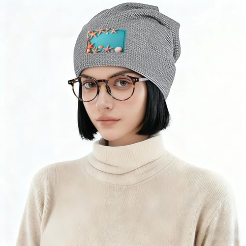 Ocean Beach Theme Print Lightweight Waffle Pullover Hat Men Women Winter Headwear Outdoor Camping Travel