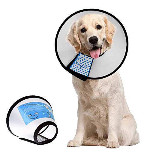 Supet Dog Cone Collar Adjustable After Surgery, Comfortable Pet Recovery Collar & Cone for Large Medium Small Dogs, Elizab...