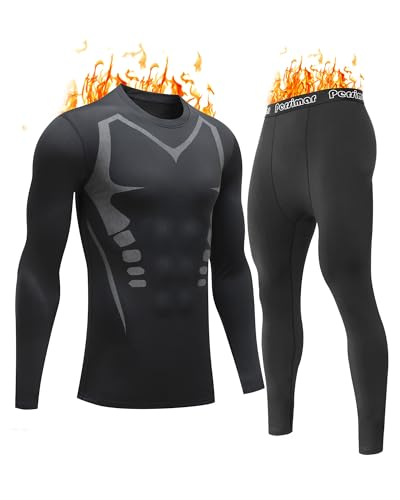 persimar Upgraded Thermal Underwear for Men Long Johns Set for Cold Weather Base Layer Top & Bottom with Fleece Lined