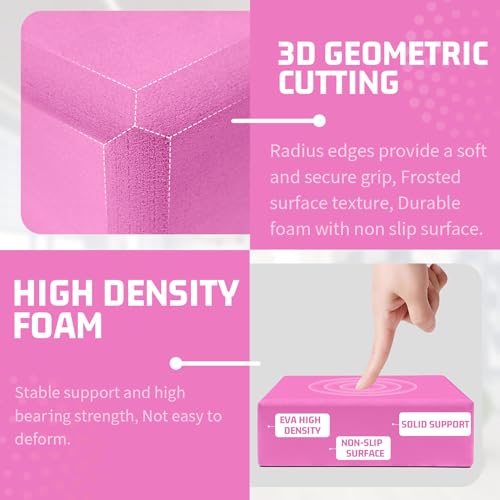 Yoga Blocks 2 Pack, 3"x6"x9" EVA Foam Yoga Block Supportive, Non-Slip Exercise Blocks, Yoga Accessories for Pilates, Medit...