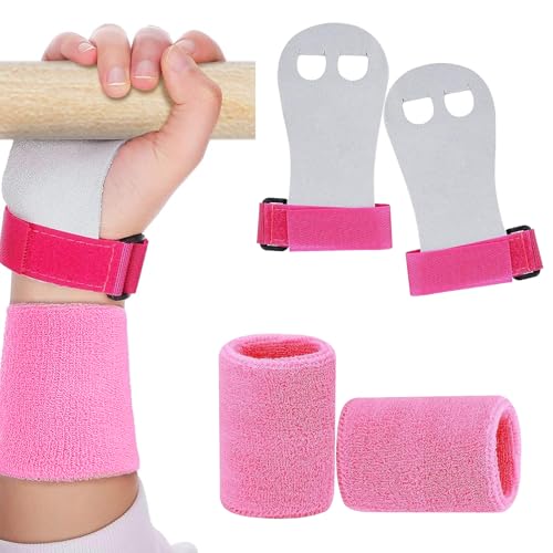 heqxwl 2PCS Gymnastics Hand Grips Gloves Wristbands, Gymnastic Hand Grips Gymnastic Bar Palm Protection and Wrist Support ...