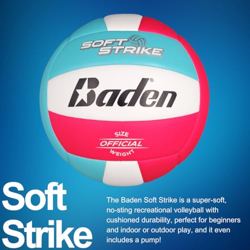 Baden | Soft Strike | Cushioned Synthetic Leather Recreational Volleyball | Indoor/Outdoor for Beginners & Youth | Officia...