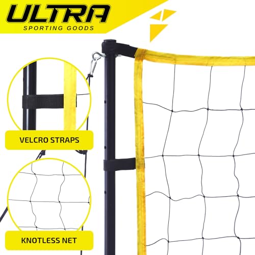 Volleyball Net Outdoor - Includes 32x3 Feet Regulation Size Net, 8.5-Inch PU Volleyball, Carrying Bag, Boundary Lines, Ste...