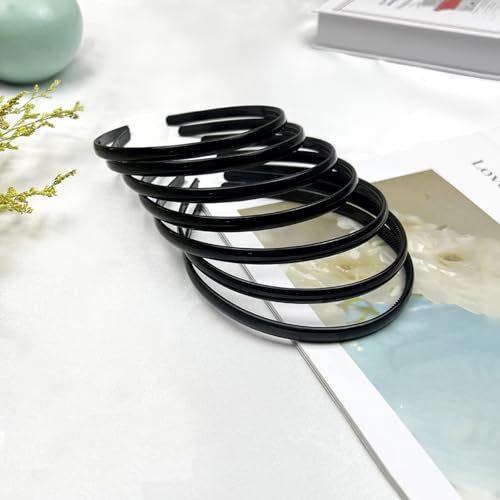 Zoolinn 7 Pcs Plastic Headbands for Women - Black Non-Slip Hair Bands with Teeth Comb Design