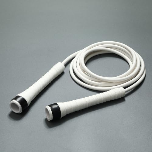 IDOU | White PVC Jump Ropes for Fitness 5MM | w/Unbreakable ABS Handles/Indoor/Outdoor Adjustable Speed Jump Rope | Skippi...