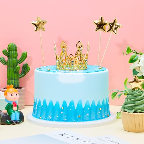 Jetec 4 Pcs Mini Crown Cake Topper for Valentine's Day Flower Bouquet, Small Birthday Tiara Cake Decoration, Rhinestone Pe...
