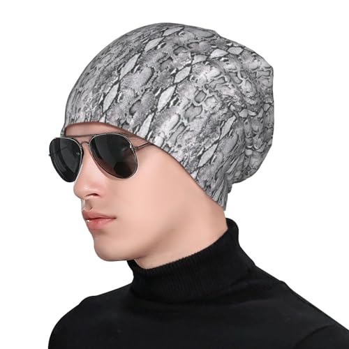 sackhg Snake Skin Black and White Print Winter Beanie Hat Men Women Soft Lightweight Thermal Cap for Outdoor Skiing Wear