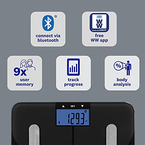 Weight Watchers Scales by Conair Smart Scale for Body Weight, Digital Bluetooth Smart Bathroom Scale with Body Fat, Muscl...