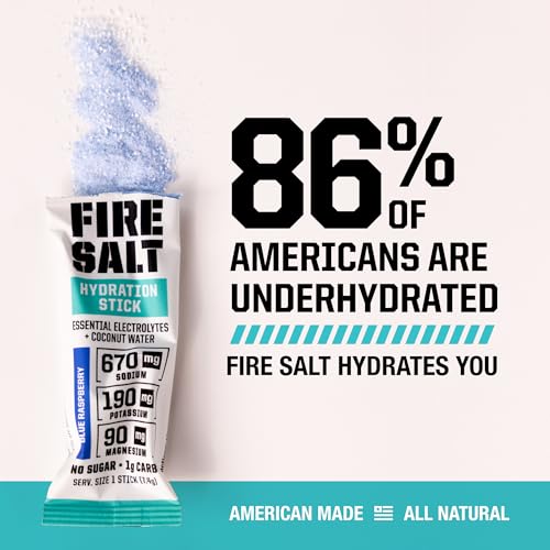 Fire Science Fire Salt Hydration Sticks, Electrolytes & Coconut Water, Hydration Drink Mix with Magnesium, Potassium & Sod...