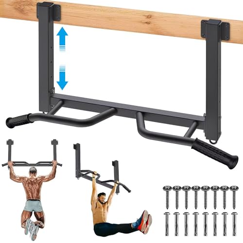 Kipika 32" Ceiling Mounted Pull Up Bar - Heavy Duty, Highly Adjustable, Multifunctional Chin Up Bar - Home Gym System with...