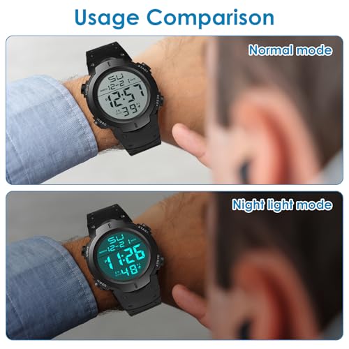 YUEWEESER Mens Digital Sports Watch Women Waterproof Wrist Watches with Large LED Backlight Screen Alarm Date Display for ...