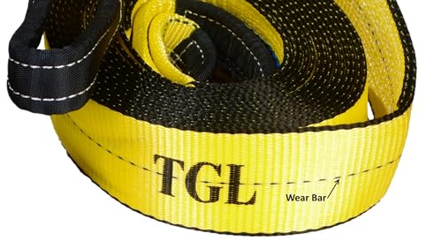 TGL Heavy Duty Tow Strap with Loops, 3" x 20', 30,000 lb Break Strength, Reinforced Loops - Emergency Strap for Truck, UT...