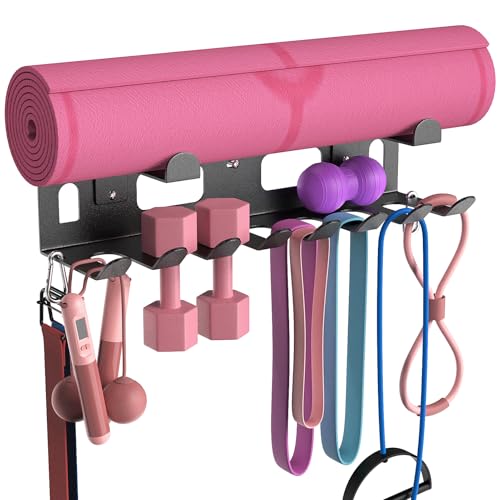 KHAMAL Multi-Purpose Gym Equipment Storage Rack for Resistance Bands - Gym Wall Storage for Exercise Bands, Yoga mat, Jump...