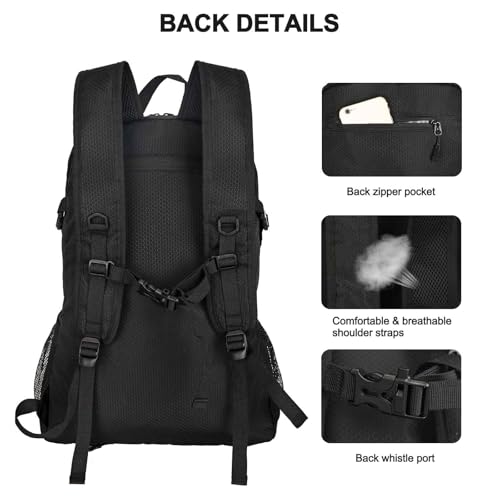 45L Hiking Backpack with Rain Cover, Lightweight Foldable Camping Backpack for Trekking, Water-Resistant Daypack with Hiki...