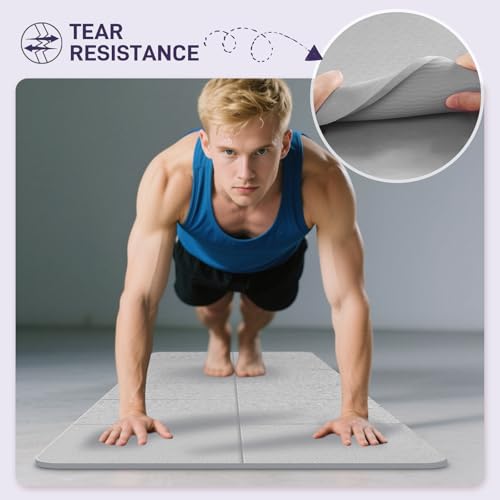 Foldable Yoga Mat for Travel 72"x 32"x 0.32"Inch, 8mm Thick Folding Exercise Mat, Outdoor Non-slip Pilates Mat for Women &...