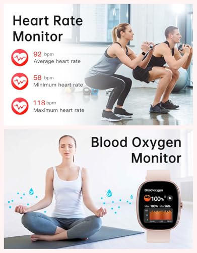 HUAKUA Smart Watches for Women Compatible with iPhone/Android Phones Answer/Make Calls, 1,85" HD Fitness Tracker with Hear...