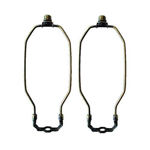 I Like That Lamp Complete Lamp Harp Set, 8in Antique Brass, 2 Pack, Includes Harp, Saddle Holder Base & Finial