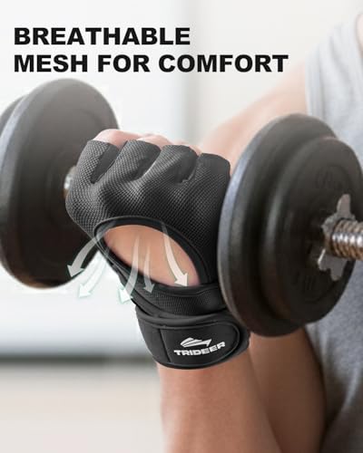 Trideer Weight Lifting Gloves for Women Men with Wrist Support, Workout Gloves Women Full Palm Protection for Gym Trainin...