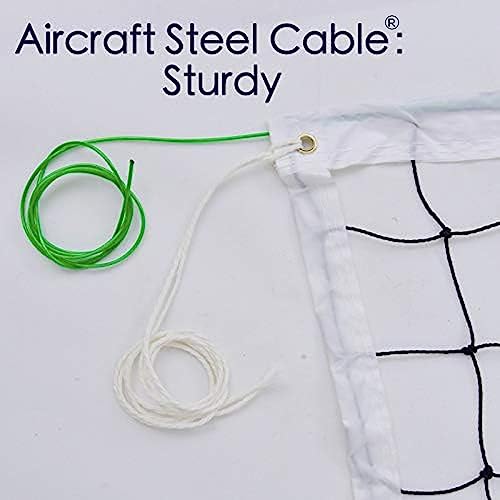 Professional Volleyball Net Outdoor with Aircraft Steel Cable, Heavy Duty VolleyballNet for Backyard, 32x3FT Portable Voll...