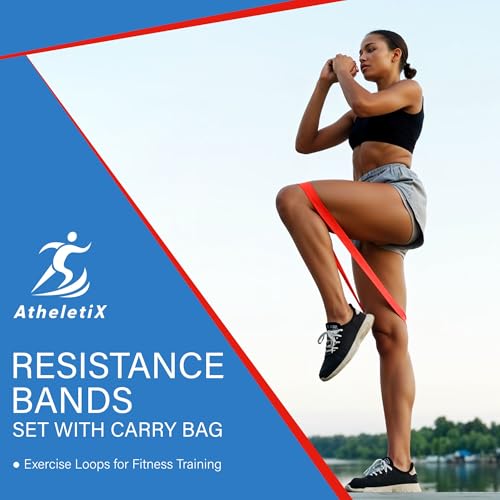 Athletix 10-Piece Resistance Bands Set | Heavy to Light Levels for Strength, Glutes, Legs, Pilates, Yoga, Stretching | Res...