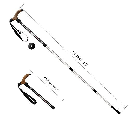 Aluminum Alloy Quick Lock Trekking Pole Anti-Shock Walking Stick Adjustable Cane Crutch for Mountains Trekking Hiking,Ultr...